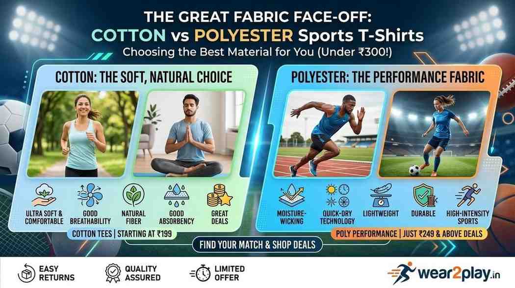 Cotton vs Polyester Sports T-shirts under 300